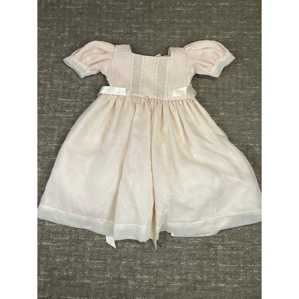Girls 3t vintage - style pale pink Peach heirloom dress Creaciones Lory